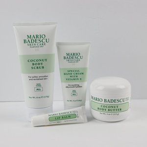 Mario Badescu Skin Care 4 Piece Set ~ Coconut Body Scrub Body Butter Hand Cream